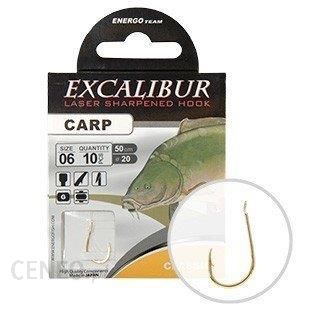 Energofish Excalibur Snelled Hook Carp Classic Gold 10